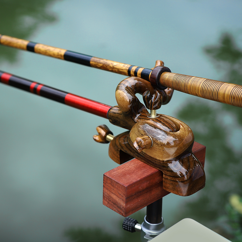 Fishing Rod Rack - CHILENT Angelrutenhalter Verstellbarer Holz-Angelrutenständer im Japanischen