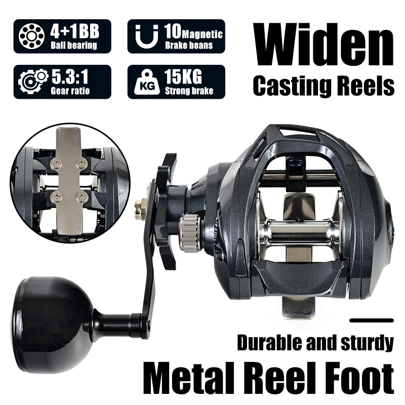 Abu Garcia Reel Max - Breites Gehäuse, große Kapazität, Weitwurf-Angelrolle, Metallkugellager,